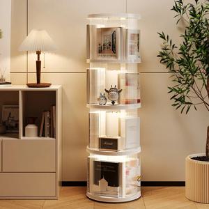 회전 책장 360도 홈 바닥에서 천장까지 간단한 어린이 책장 거실 대용량 스토리지 랙