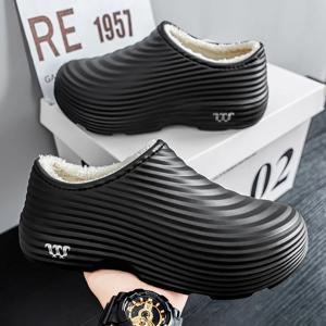 겨울 새로운 남성 벨벳 신발 방수 및 미끄럼 방지 장화 야외 낚시 캐주얼 신발 편안한 면 슬리퍼