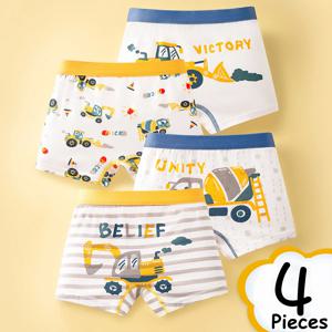 4PCS 어린이 복서 속옷 코튼 귀여운 만화 차량 어린이 반바지 만화 사랑스러운 공룡 팬티 부드러운 작은 소년 팬티