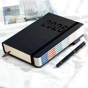 2026 A5 질감 PU 휴대용 일정 도서 영어 달력 도서 메모장 크리 에이 티브 일일 플래너 알림 데스크탑 날짜 달력