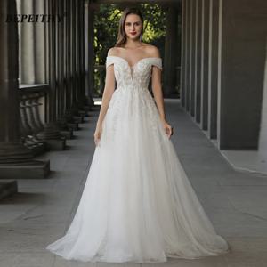 BEPEITHY여성을위한 맞춤형 오프 숄더 Boho 웨딩 드레스 2023 신부 라인 세련된 구슬 보헤미안 신부 비치 가운 가운