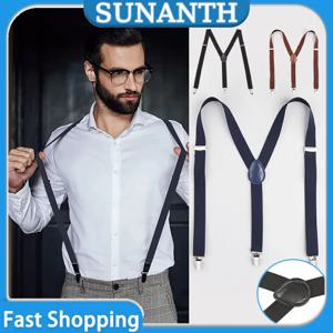 남성용 조절 가능 1 인치 와이드 Y 모양 탄성 교수형 바지 멜빵 데일리 드레싱 액세서리 강력한 금속 클립 남여