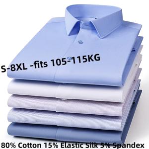 새로운 패브릭 80% 면 15% 탄성 실크 5% 스판덱스 철분 없음 주름 방지 남성 셔츠 긴 소매 & 반소매 셔츠 남성 정장