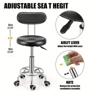 등받이가 있는 조절 가능한 회전 바 의자 - 현대적인 인조 가죽 및 크롬 도금 철, 사무실 의자 |   세련된 모던 스툴