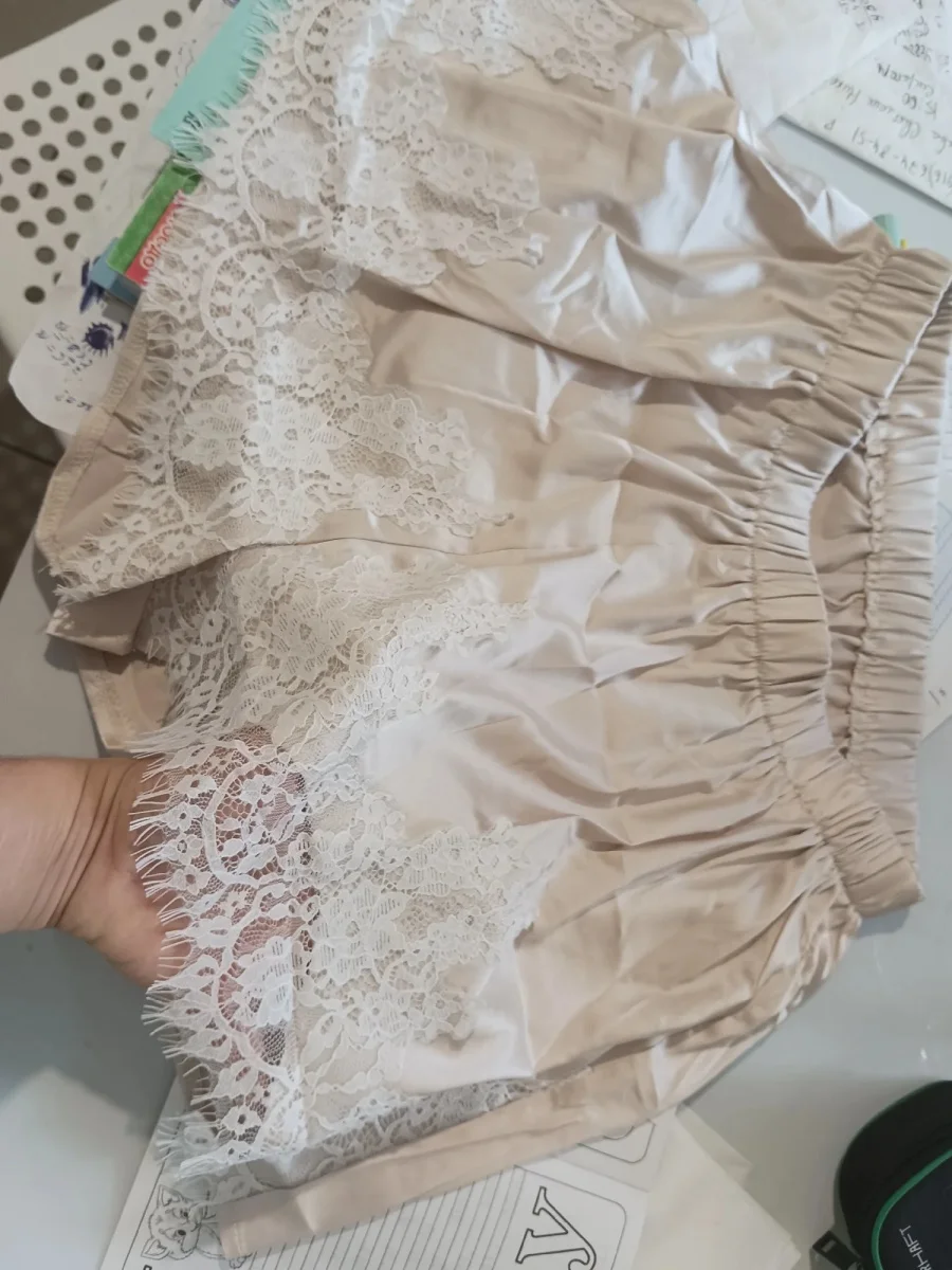 Y2K 코케트 라운지 슬립 파자마 반바지 프렌치 니커스 여성용 새틴 실크 반바지 빈티지 레이스 트림 미니 마이크로 반바지