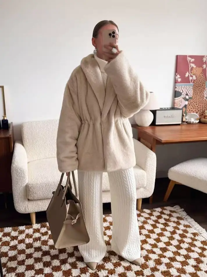 인조 모피 코트 여성용