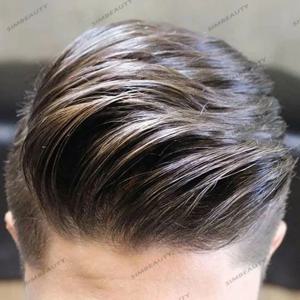 자연 헤어 라인 남성 Toupee 내구성 얇은 피부 전체 Pu 기본 남성 인간의 머리 가발 애쉬 브라운 스트레이트 남자 헤어 시스템 보철물