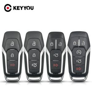 KEYYOU Keyless Go 스마트 원격 자동차 키 쉘 케이스 Ford Fusion Explorer Edge Mustang Mondeo Kuka 2013-2018 용 3/4/5 버튼