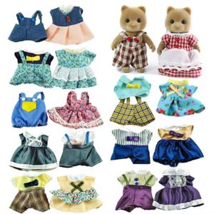 드레스 인형 집 액세서리 1:12 숲 동물 가족 의류 패션 데일리웨어 캐주얼 의상 조끼 셔츠 스커트 바지 인형