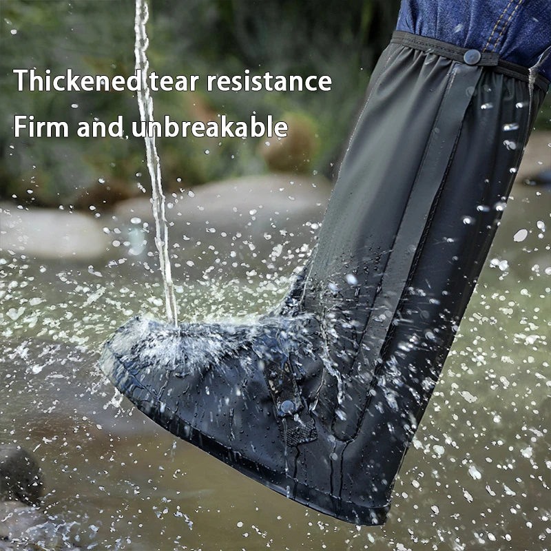 1쌍 레인 부츠 하이 튜브 슈즈 커버 42cm 높이 내구성 방수 신발 보호대 두꺼운 미끄럼 방지 야외 신발 커버