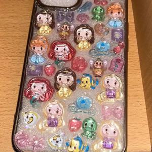 카와이 디즈니 아리엘 인어 공주 3D 크리스탈 릴리프 스티커 만화 전화 케이스 장식 스티커 크리 에이 티브 주변 선물