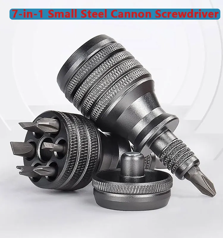 7-in-1 산업용 미니 드라이버 세트 - 고경도 필립스/슬롯 비트가 있는 알루미늄 합금 핸들 다기능 EDC 도구