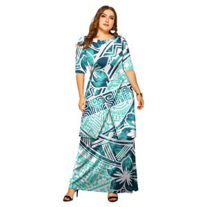 여성 플러스 사이즈 사모아 풀레타시 폴리네시안 트라이벌 토니아 로고 프린트 맞춤 교회 드레스 아시아 및 태평양 섬 드레스