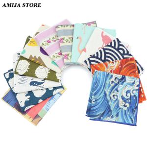 남성용 귀여운 리넨 만화 손수건, 고양이 북극곰 수박 웨이브 프린트 포켓 스퀘어, 재미있는 Hanky 액세서리, 고품질