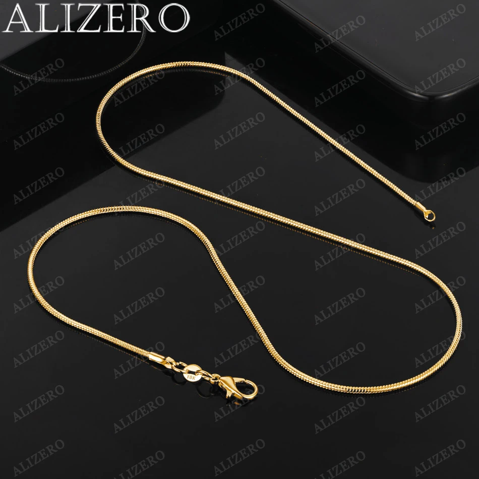 ALIZERO 18K 골드 2mm 스네이크 체인 목걸이 16/18/20/22/24/26/28/30 인치 여성 남성 패션 파인 쥬얼리 선물