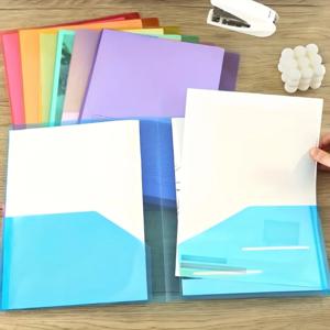 12개 캔디 컬러 A4/편지 플라스틱 폴더, 학교 사무실 홈용 2포켓 파일 정리함