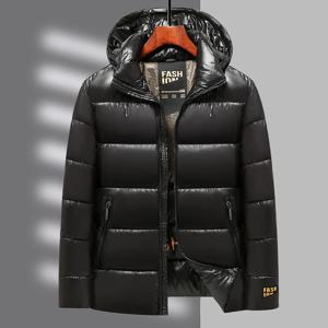 남성용 다운 솜 패딩 재킷, 블랙 앤 골드 코트, 탈부착 가능한 후드가 있는 솜 패딩 재킷, 솜 패딩 재킷