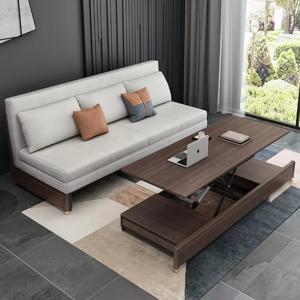 GEDO 원목 소파 숨겨진 전동 조절식 리프트업 탑 수납 커피 테이블 겸용 소파베드 접이식 가구