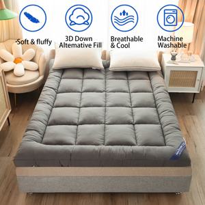 신체 통증 완화를 위한 퀸 매트리스 토퍼, 신축성 있는 포켓이 있는 1000 GSM 매우 두꺼운 매트리스 패드 커버, 7D 섬유 침대 토퍼