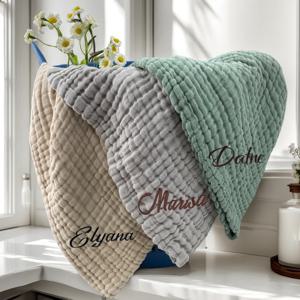 개인화 된 이름 아기 목욕 타올 6 레이어 거즈 코튼 Swaddle 신생아 간호를위한 빠른 건조 흡수제 신생아 샤워 선물