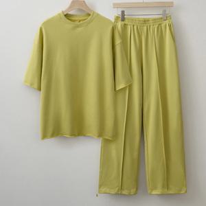 2025 새로운 도착 여성 면 티셔츠 바지 세트 2 조각 의류 세트