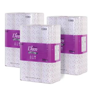(1+1+1)퍼플내추럴데코25Mx30롤x3팩 (천연펄프) 두루마리 휴지 화장지 국내제조생산