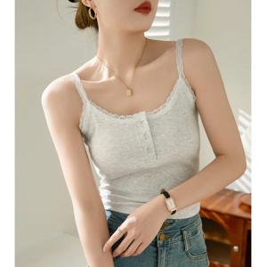 여성 여름 반바지용 레이스 레이스 캐미솔 베스트, 순면 소재로 슬림해 보이고 이너웨어로 착용 가능합니다.