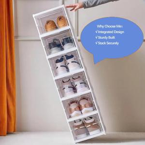 6/12단 접이식 신발 정리함 투명 스니커즈 신발 박스 쌓을 수 있는 방진 캐비닛 신발 정리대 선반