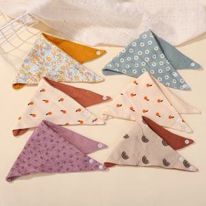 10개/묶음 랜덤 색상 프린팅 꽃무늬 턱받이 안전한 면 침 흘림 방지 수건 유아용 천 냅킨 보호