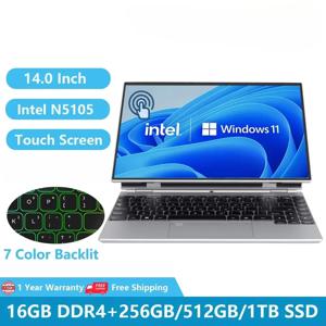 Greatium G150S 터치 스크린 노트북 태블릿 게임용 노트북 Windows 11 Office 14인치 인텔 N5105 16GB RAM 1TB M.2 컴퓨터 넷북