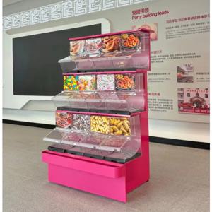 슈퍼마켓 장비 선반 견과류 사탕 진열함 플라스틱 식품통 픽앤믹스 사탕 진열대 매장용