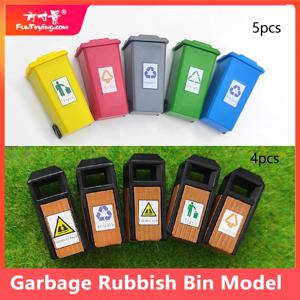 쓰레기통 모델 건물 모래 테이블 호 스케일 모델 거리 쓰레기통, 마이크로 풍경 DIY 소재 기차 철도 레이아웃, 4/5 개