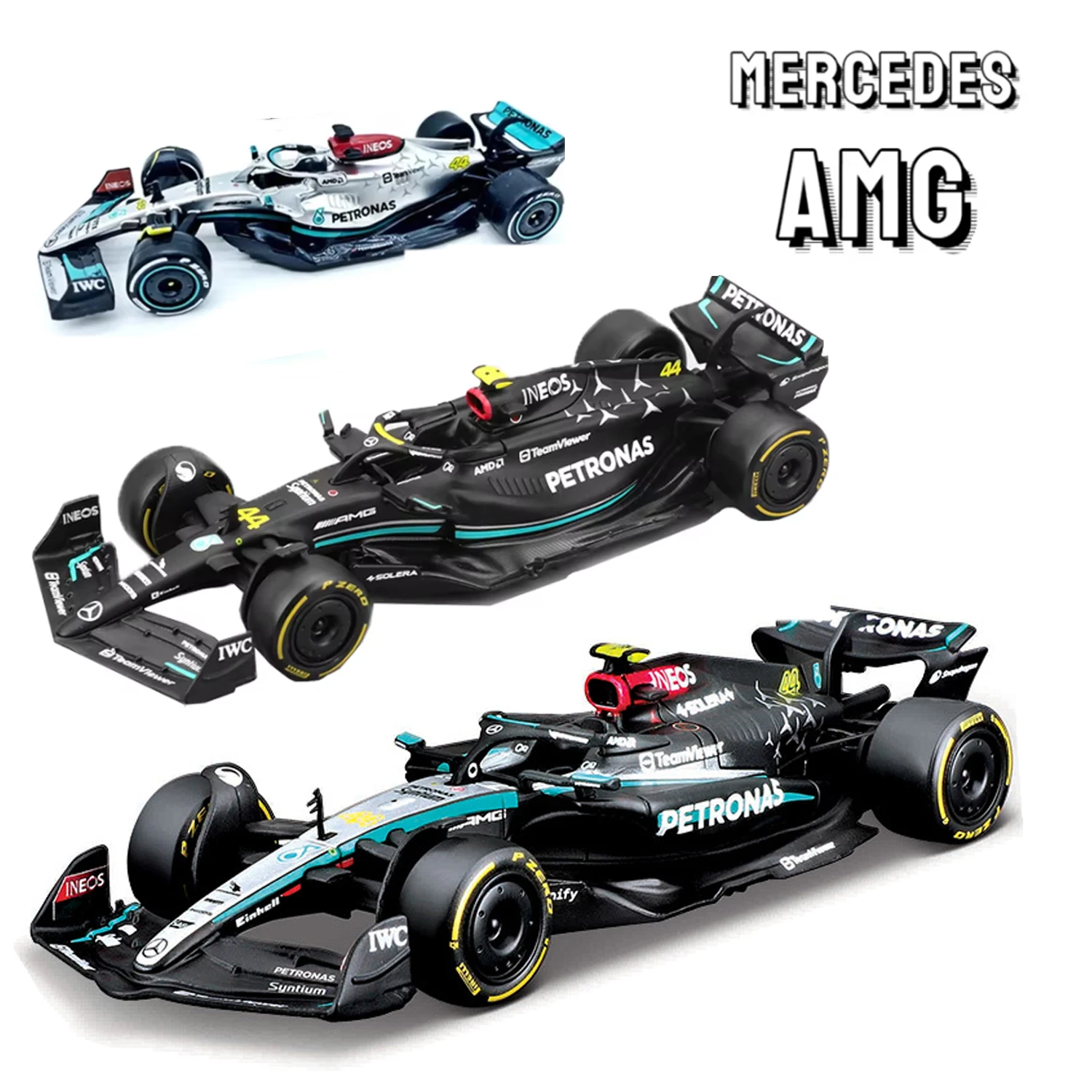 부라고 1:43 F1 메르세데스-AMG 풀 레인지 W13 # 44 # 63 W14-44/63 W15-NO.44 NO.63 합금 장난감 자동차 모델 슈퍼 포뮬러 다이 캐스팅 모드