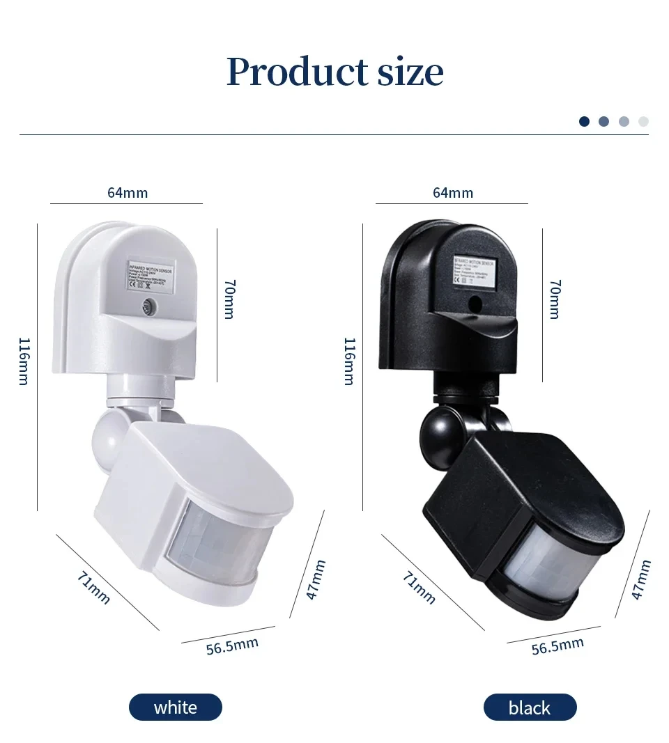 PIR 모션 센서 220V 110V 12V 자동 적외선 센서 이동 감지기 야외 LED 조명 스위치 인간 존재 센서