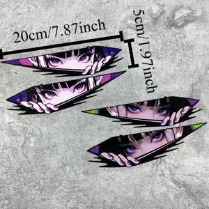 1쌍 애니메이션 눈 모양 오토바이 스티커 방수 모터바이크 프론트 페어링 사이드 패널 연료 탱크 전동 스쿠터 비닐 데칼