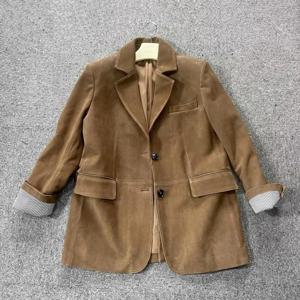 레트로 키즈 스웨이드 가죽 수트 코트 여성 2024 가을 겨울 정품 소가죽 스웨이드 재킷 빈티지 커피 오버사이즈 재킷 아우터