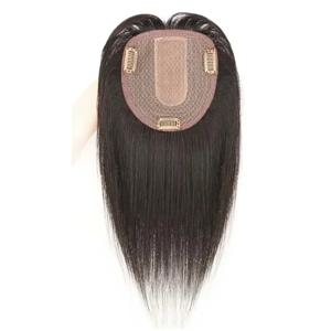 8x12/13x13CM 인간의 헤어 피스 희박한 머리 볼륨이있는 여성을위한 자연 통기성 헤어 피스 빠르게 회색 머리 두 가지 색상 커버