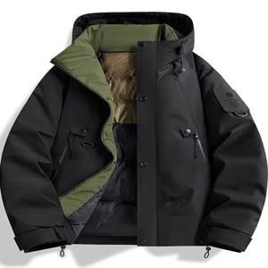 루즈핏 두꺼운 면 재킷 남성용 겨울 코트 스탠드 칼라 다운 패딩 브레드 스타일 아우터웨어 스탠다드 핏 캐주얼 젊은 감각