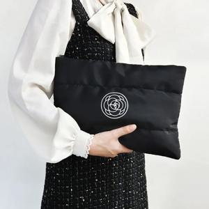 휴대용 목화 꽃 메이크업 가방 새로운 누비 이불 대용량 화장품 보관 가방 솔리드 컬러 여행 세면 용품 가방