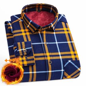 남성용 긴팔 셔츠 두꺼운 따뜻한 7XL8XL 플러스 사이즈 가을/겨울 캐주얼 다림질 없음 편안한 양면 양털 탑