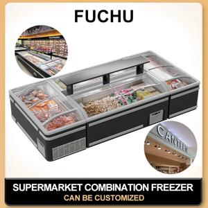 슈퍼마켓 냉장고 섬 냉동고 아이스크림 냉장고 가슴 깊은 냉동고 슬라이딩 유리 투명 보이는 Led 슈퍼마켓 및 매장