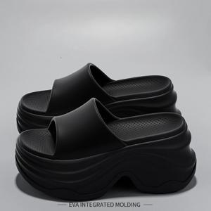 YNPO 솔리드 컬러 EVA 플랫폼 슬리퍼 여성용 두꺼운 밑창 미끄럼 방지 비치 슬라이드 샌들 여성 여름 소프트 솔 웨지 힐 슬리퍼