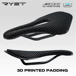 RYET 3D 인쇄 자전거 안장 초경량 탄소 섬유 중공 편안한 통기성 MTB 자갈 도로 자전거 사이클링 시트 부품