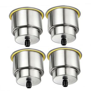 4X 해양 보트 스테인레스 스틸 매립형 컵 모양 음료 홀더(배수 컵 홀더 포함)