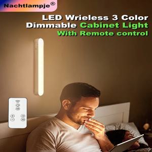Nachtlampje USB 충전식, 3색 조광 가능한 LED 서랍장 라이트 리모컨, 침대 옆, 옷장용 자석 서랍장 램프