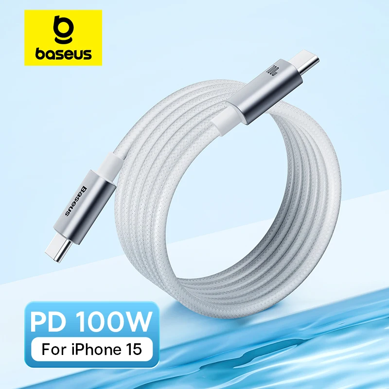 MacBook iPad 용 Baseus 100W USB C 케이블 Xiaomi Samsung 용 iPhone 15 Plus Pro Max Type C 용 고속 충전기 케이블