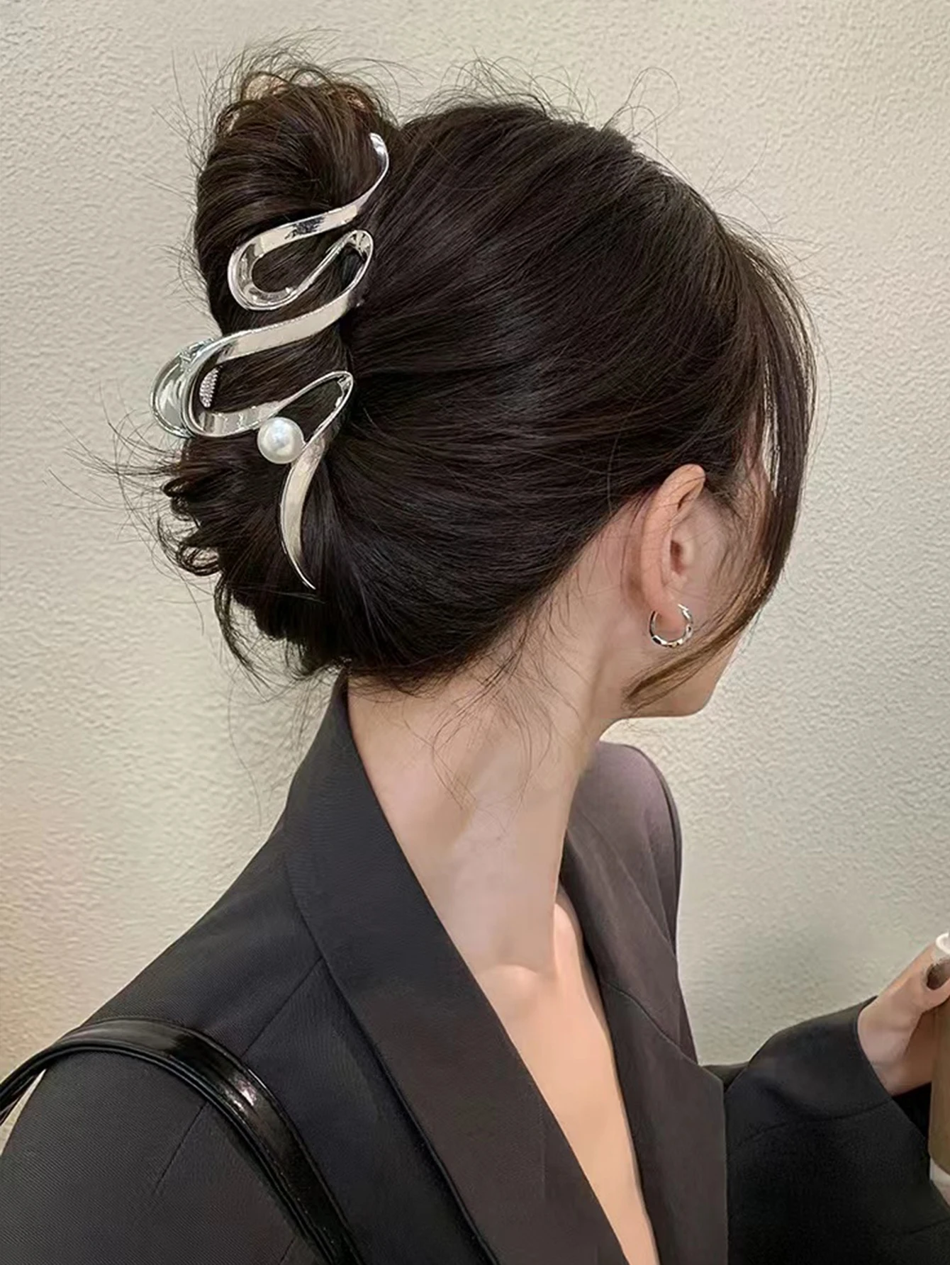 여성용 1PC 틈새 콜드 스타일 디자인 머리핀, 머리 뒤, 상어 클립 인 새로운 하이 엔드 헤어 클립 대형