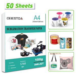 50PCS 잉크젯 프린터에 대 한 A4 승화 열 전송 용지 DIY T 셔츠 옷 가방 컵 도자기 열 전송 용지