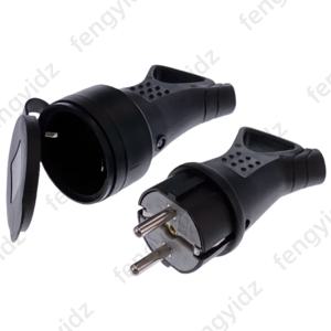 EU 고무 방수 소켓 플러그 DIY 전원 케이블 코드 16A 250V 용 커버 IP54가있는 Electrial 접지 유럽 커넥터