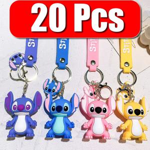 귀여운 만화 캐릭터 장난감 키체인 펜던트 선풍기, 도매 스티치 디즈니 키체인, 피규어 장난감, 어린이 생일 선물, 5 세트, 20 개